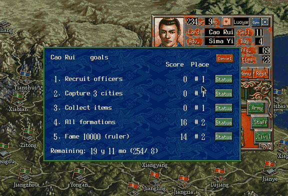The goal page with all five goals, Mac OS 9